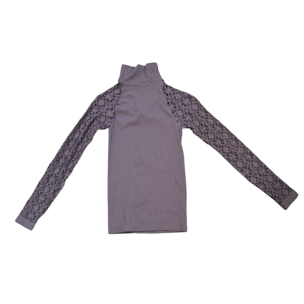 NWOT Free People Intimately XS/S Purple Rib and Lace Turtleneck Long Sleeve Top - Picture 3 of 8